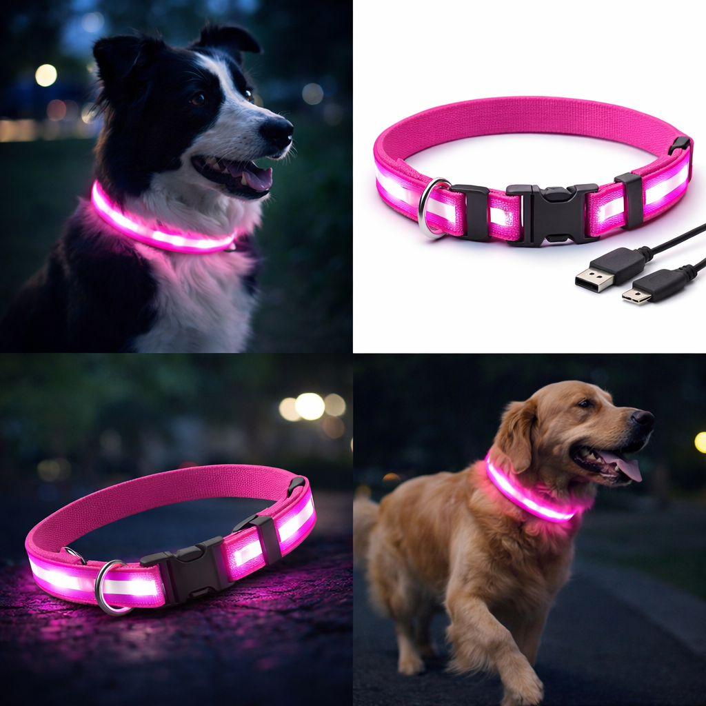 LED Dog Collar – USB Rechargeable Night Safety Collar for Dogs