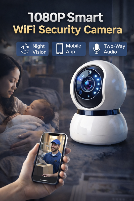 1080P Smart WiFi Security Camera – Night Vision &amp; Two-Way Audio (Indoor)