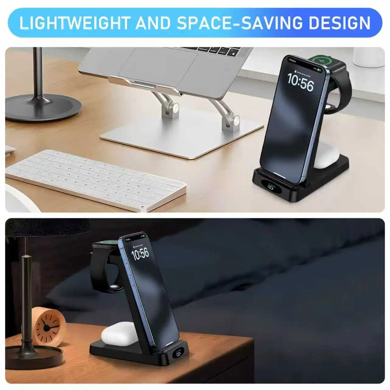3-in-1 Fast Wireless Charging Station for iPhone, Apple Watch & AirPods