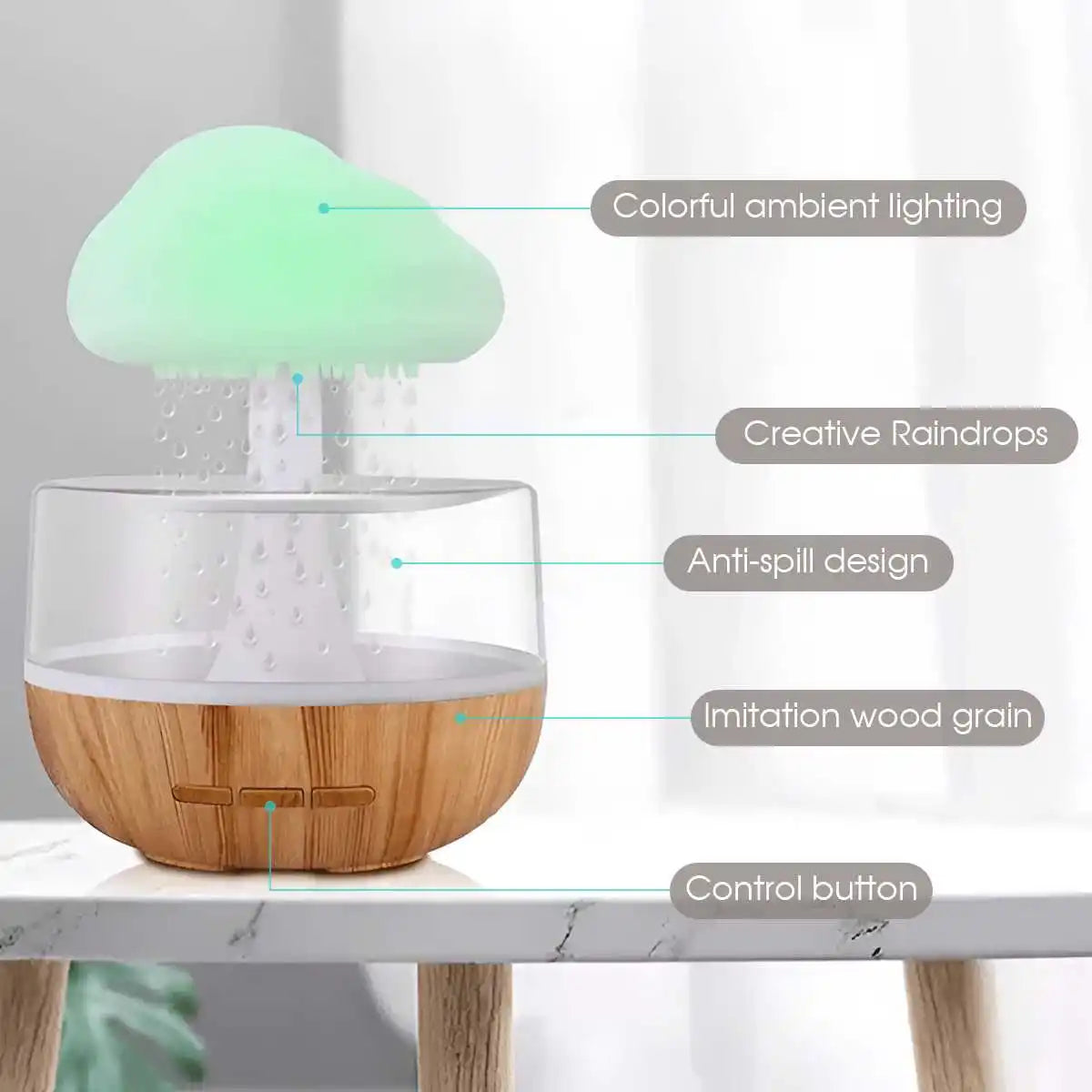 Rain Cloud Humidifier – Relaxing Raindrop Night Light