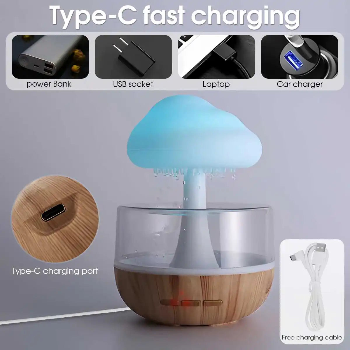 Rain Cloud Humidifier – Relaxing Raindrop Night Light